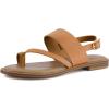 image:imageCUSHIONAIRE Leader Womens Strappy Sandal  Premium Faux Leather Toe Loop Flat with Adjustable Ankle Strap amp Cushioned FootbedTan