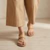 image:imageCUSHIONAIRE Leader Womens Strappy Sandal  Premium Faux Leather Toe Loop Flat with Adjustable Ankle Strap amp Cushioned FootbedTan