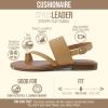 image:imageCUSHIONAIRE Leader Womens Strappy Sandal  Premium Faux Leather Toe Loop Flat with Adjustable Ankle Strap amp Cushioned FootbedTan