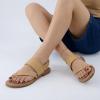image:imageCUSHIONAIRE Leader Womens Strappy Sandal  Premium Faux Leather Toe Loop Flat with Adjustable Ankle Strap amp Cushioned FootbedTan