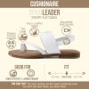 image:imageCUSHIONAIRE Leader Womens Strappy Sandal  Premium Faux Leather Toe Loop Flat with Adjustable Ankle Strap amp Cushioned FootbedWhite