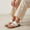 image:imageCUSHIONAIRE Leader Womens Strappy Sandal  Premium Faux Leather Toe Loop Flat with Adjustable Ankle Strap amp Cushioned FootbedWhite