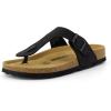 image:imageCUSHIONAIRE Leah Thong Womens Sandals  Cork Footbed Flip Flops for Women with Memory Foam and Adjustable Buckle StrapBlack
