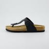 image:imageCUSHIONAIRE Leah Thong Womens Sandals  Cork Footbed Flip Flops for Women with Memory Foam and Adjustable Buckle StrapBlack Nappa