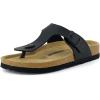 image:imageCUSHIONAIRE Leah Thong Womens Sandals  Cork Footbed Flip Flops for Women with Memory Foam and Adjustable Buckle StrapBlack Nappa
