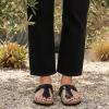 image:imageCUSHIONAIRE Leah Thong Womens Sandals  Cork Footbed Flip Flops for Women with Memory Foam and Adjustable Buckle StrapBlack Oily