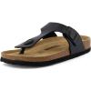 image:imageCUSHIONAIRE Leah Thong Womens Sandals  Cork Footbed Flip Flops for Women with Memory Foam and Adjustable Buckle StrapBlack Oily