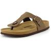 image:imageCUSHIONAIRE Leah Thong Womens Sandals  Cork Footbed Flip Flops for Women with Memory Foam and Adjustable Buckle StrapBrown