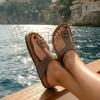 image:imageCUSHIONAIRE Leah Thong Womens Sandals  Cork Footbed Flip Flops for Women with Memory Foam and Adjustable Buckle StrapBrown