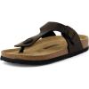 image:imageCUSHIONAIRE Leah Thong Womens Sandals  Cork Footbed Flip Flops for Women with Memory Foam and Adjustable Buckle StrapBrown Oily