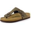 image:imageCUSHIONAIRE Leah Thong Womens Sandals  Cork Footbed Flip Flops for Women with Memory Foam and Adjustable Buckle StrapBrown Rugged