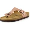image:imageCUSHIONAIRE Leah Thong Womens Sandals  Cork Footbed Flip Flops for Women with Memory Foam and Adjustable Buckle StrapGold