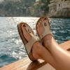 image:imageCUSHIONAIRE Leah Thong Womens Sandals  Cork Footbed Flip Flops for Women with Memory Foam and Adjustable Buckle StrapStone