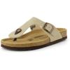 image:imageCUSHIONAIRE Leah Thong Womens Sandals  Cork Footbed Flip Flops for Women with Memory Foam and Adjustable Buckle StrapStone