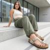 image:imageCUSHIONAIRE Leah Thong Womens Sandals  Cork Footbed Flip Flops for Women with Memory Foam and Adjustable Buckle StrapStone