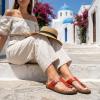 image:imageCUSHIONAIRE Leah Thong Womens Sandals  Cork Footbed Flip Flops for Women with Memory Foam and Adjustable Buckle StrapWhiskey