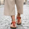 image:imageCUSHIONAIRE Leah Thong Womens Sandals  Cork Footbed Flip Flops for Women with Memory Foam and Adjustable Buckle StrapWhiskey