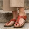 image:imageCUSHIONAIRE Leah Thong Womens Sandals  Cork Footbed Flip Flops for Women with Memory Foam and Adjustable Buckle StrapWhiskey