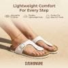 image:imageCUSHIONAIRE Leah Thong Womens Sandals  Cork Footbed Flip Flops for Women with Memory Foam and Adjustable Buckle StrapWhite