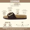 image:imageCUSHIONAIRE Leeds 100 Genuine Leather Suede Womens Sandals Comfortable Slides for Women with Adjustable Statement BuckleChocolate