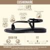 image:imageCUSHIONAIRE Life Strappy Flat Thong Sandals for Women with Toe Loop Memory Foam and Adjustable Ankle Strap Womens SandalsBlack