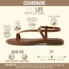 image:imageCUSHIONAIRE Life Strappy Flat Thong Sandals for Women with Toe Loop Memory Foam and Adjustable Ankle Strap Womens SandalsWhiskey