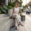 image:imageCUSHIONAIRE Life Strappy Flat Thong Sandals for Women with Toe Loop Memory Foam and Adjustable Ankle Strap Womens SandalsWhite