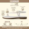 image:imageCUSHIONAIRE Life Strappy Flat Thong Sandals for Women with Toe Loop Memory Foam and Adjustable Ankle Strap Womens SandalsWhite