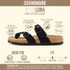 image:imageCUSHIONAIRE Luna Sandals for Women Cork Footbed Womens Sandals for Summer Comfort with Adjustable Straps Wide Width AvailableBlack Vegan Suede