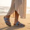 image:imageCUSHIONAIRE Luna Sandals for Women Cork Footbed Womens Sandals for Summer Comfort with Adjustable Straps Wide Width AvailableBlue Vegan Suede