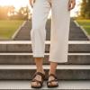 image:imageCUSHIONAIRE Luna Sandals for Women Cork Footbed Womens Sandals for Summer Comfort with Adjustable Straps Wide Width AvailableBrown Oily