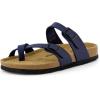 image:imageCUSHIONAIRE Luna Sandals for Women Cork Footbed Womens Sandals for Summer Comfort with Adjustable Straps Wide Width AvailableNavy Nappa