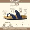 image:imageCUSHIONAIRE Luna Sandals for Women Cork Footbed Womens Sandals for Summer Comfort with Adjustable Straps Wide Width AvailableNavy Nappa
