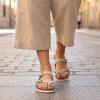 image:imageCUSHIONAIRE Luna Sandals for Women Cork Footbed Womens Sandals for Summer Comfort with Adjustable Straps Wide Width AvailableStone Vegan Suede