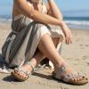 image:imageCUSHIONAIRE Luna Sandals for Women Cork Footbed Womens Sandals for Summer Comfort with Adjustable Straps Wide Width AvailableStone Vegan Suede