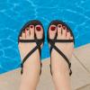 image:imageCUSHIONAIRE Luxor Sandals for Women Strappy Flat Thong Womens Sandals with Adjustable Ankle Strap and Memory FoamBlack