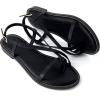 image:imageCUSHIONAIRE Luxor Sandals for Women Strappy Flat Thong Womens Sandals with Adjustable Ankle Strap and Memory FoamBlack