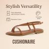 image:imageCUSHIONAIRE Luxor Sandals for Women Strappy Flat Thong Womens Sandals with Adjustable Ankle Strap and Memory FoamCognac