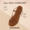 image:imageCUSHIONAIRE Luxor Sandals for Women Strappy Flat Thong Womens Sandals with Adjustable Ankle Strap and Memory FoamCognac