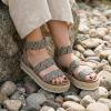 image:imageCUSHIONAIRE Mandy Wedge Sandals for Women  Strappy Platform Sandals with Arch Support Cute Summer EspadrilleStyle Platform Dressy SlipOnBT Raffia