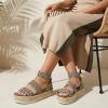 image:imageCUSHIONAIRE Mandy Wedge Sandals for Women  Strappy Platform Sandals with Arch Support Cute Summer EspadrilleStyle Platform Dressy SlipOnBT Raffia