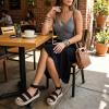image:imageCUSHIONAIRE Mandy Wedge Sandals for Women  Strappy Platform Sandals with Arch Support Cute Summer EspadrilleStyle Platform Dressy SlipOnBlack