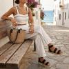 image:imageCUSHIONAIRE Mandy Wedge Sandals for Women  Strappy Platform Sandals with Arch Support Cute Summer EspadrilleStyle Platform Dressy SlipOnBlack