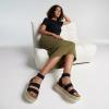 image:imageCUSHIONAIRE Mandy Wedge Sandals for Women  Strappy Platform Sandals with Arch Support Cute Summer EspadrilleStyle Platform Dressy SlipOnBlack