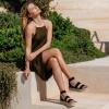 image:imageCUSHIONAIRE Mandy Wedge Sandals for Women  Strappy Platform Sandals with Arch Support Cute Summer EspadrilleStyle Platform Dressy SlipOnBlack