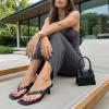 image:imageCUSHIONAIRE Marlin Low Kitten Heels for Women Thong Style Dressy Heeled Womens Sandals with Adjustable Buckle ClosureBlack