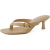image:imageCUSHIONAIRE Marlin Low Kitten Heels for Women Thong Style Dressy Heeled Womens Sandals with Adjustable Buckle ClosureTan