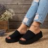 image:imageCUSHIONAIRE Pim Wedge Chunky Platform Womens Sandals with Firm Knit Upper amp Memory Foam Summer Sandals for WomenBlack Weave