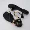 image:imageCUSHIONAIRE Secret Flat Sandals for Women with Gold Ankle Cuff and Toe Ring Strap Vegan Leather Dress SandalsBlack