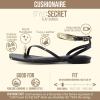 image:imageCUSHIONAIRE Secret Flat Sandals for Women with Gold Ankle Cuff and Toe Ring Strap Vegan Leather Dress SandalsBlack